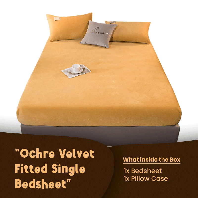 Ochre Velvet - Luxury Fitted Sheet - Windsorlino.com