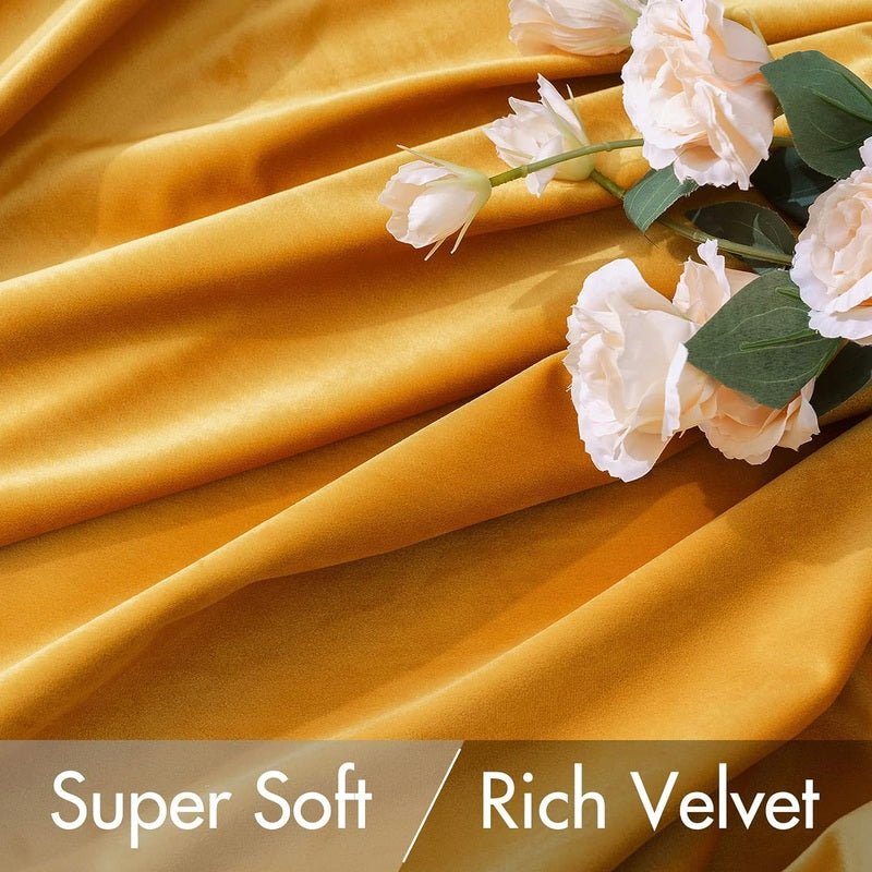 Ochre - Velvet Window Curtains (Ultra Soft) -