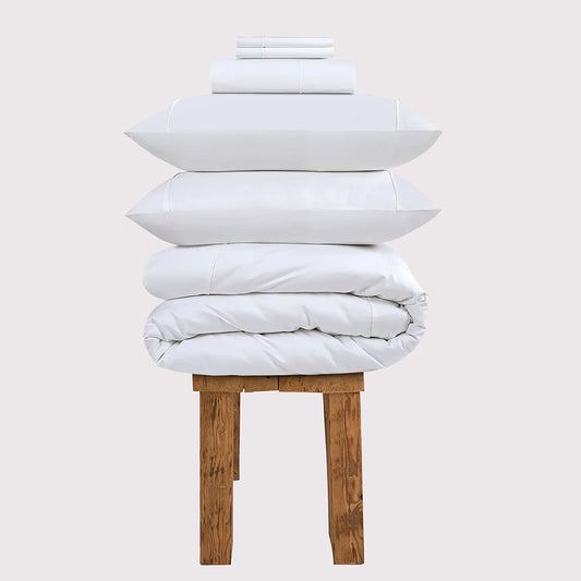 300 Thread Count Egyptian Cotton Harrogate Lux Buttery Smooth - White Bedding Set
