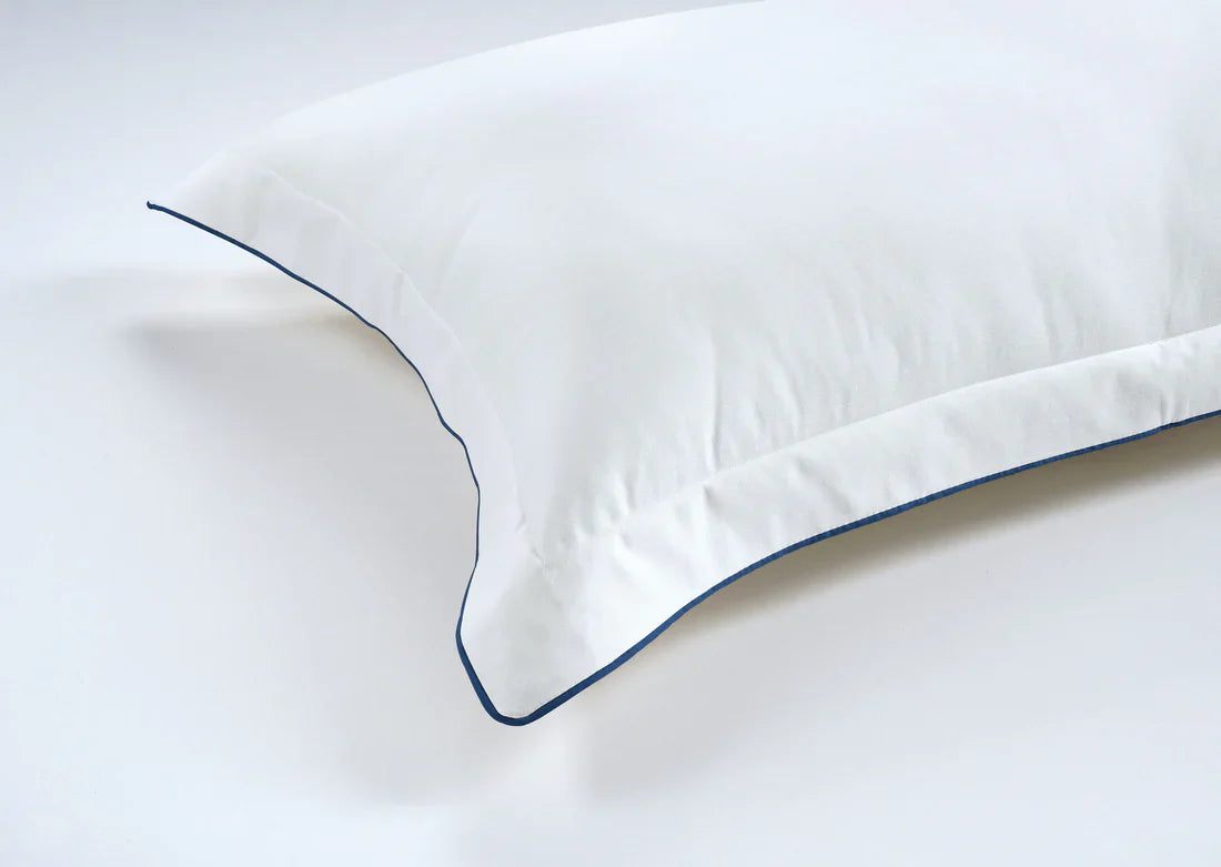 300 Thread Count Egyptian Cotton Duke of Bliss LUXE White Bedding Set - Navy Peony Accent