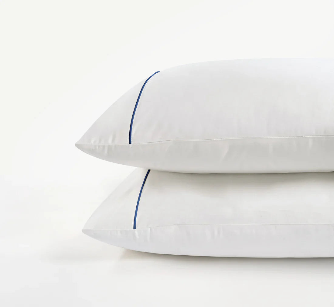 300Thread Count Egyptian Cotton Duke of Bliss LUXE White Bedding Set - Navy Peony Accent