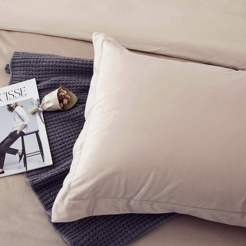 Beige Velvet - Bed Set 8 Pcs (Luxury) - Windsorlino.com