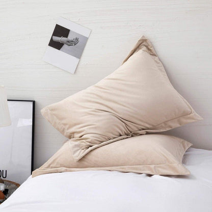 Beige Velvet - Bed Set 8 Pcs (Luxury) - Windsorlino.com