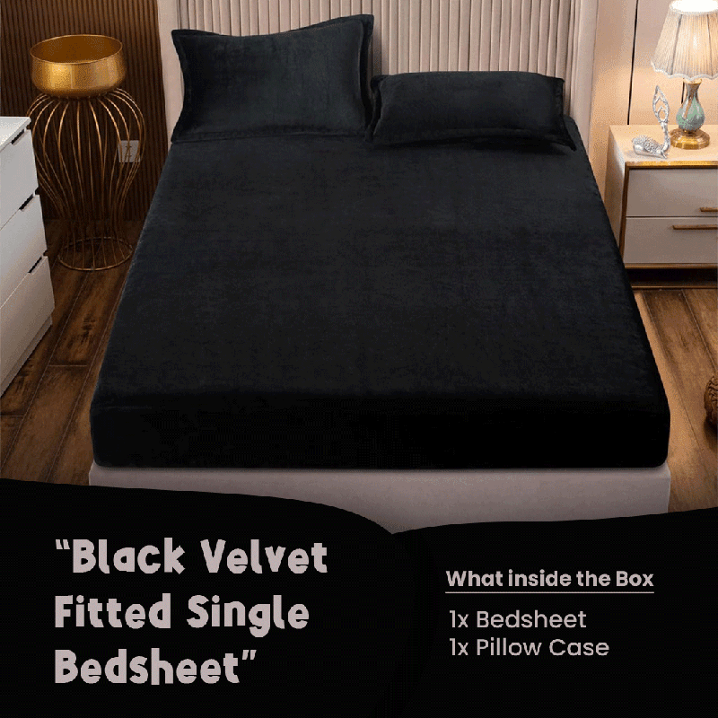 Black Velvet - Luxury Fitted Sheet - Windsorlino.com