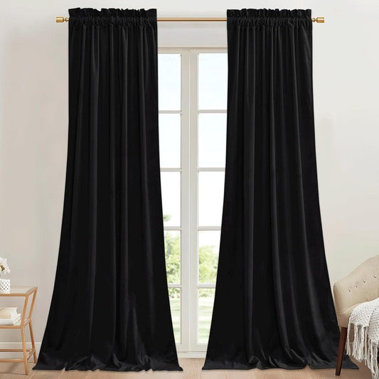 Black - Velvet Window Curtains (Ultra Soft) - Windsorlino.com