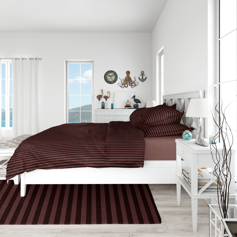 Brown Stripe - 7pcs Winter Razai/Quilt Set (Luxury) - Windsorlino.com