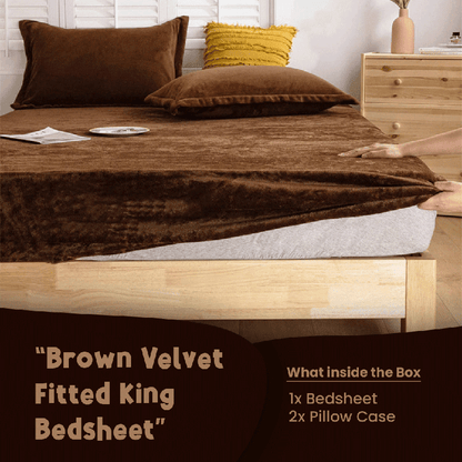 Brown Velvet - Luxury Fitted Sheet - Windsorlino.com