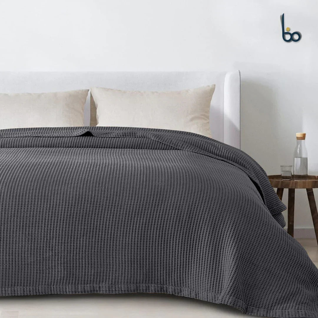 Waffle Drift Blanket - Grey -