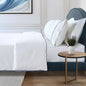300Thread Count Egyptian Cotton Duke of Bliss LUXE White Bedding Set - Navy Peony Accent