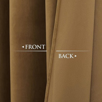 Gold Brown - Velvet Window Curtains (Ultra Soft) - Windsorlino.com