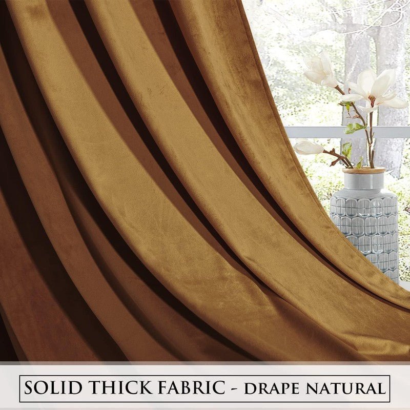 Gold Brown - Velvet Window Curtains (Ultra Soft) - Windsorlino.com