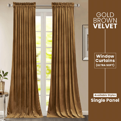 Gold Brown - Velvet Window Curtains (Ultra Soft) - Windsorlino.com