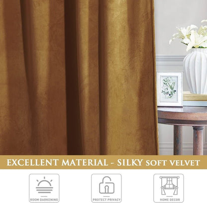 Gold Brown - Velvet Window Curtains (Ultra Soft) - Windsorlino.com
