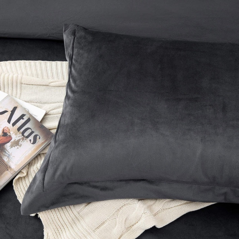 Grey Velvet - Bed Set 8 Pcs (Luxury) - Windsorlino.com