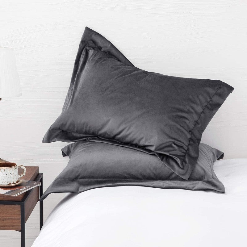 Grey Velvet - Bed Set 8 Pcs (Luxury) - Windsorlino.com