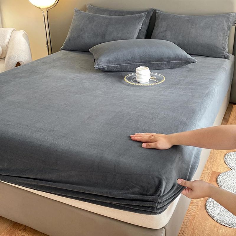 Grey Velvet - Luxury Fitted Sheet -
