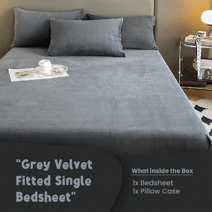 Grey Velvet - Luxury Fitted Sheet -