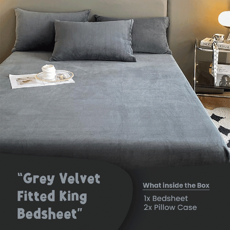 Grey Velvet - Luxury Fitted Sheet 