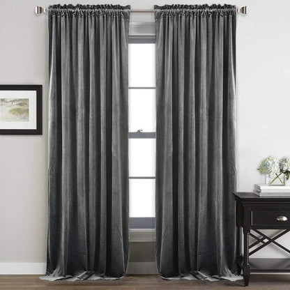 Grey - Velvet Window Curtains (Ultra Soft) - Windsorlino.com