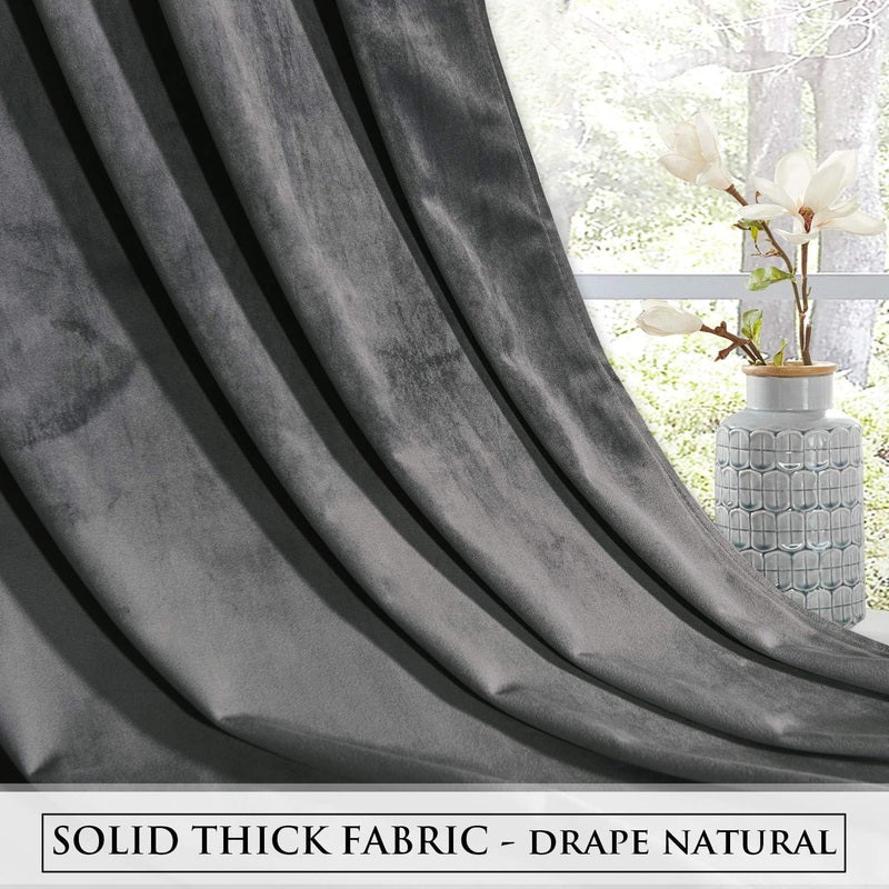 Grey - Velvet Window Curtains (Ultra Soft) - Windsorlino.com