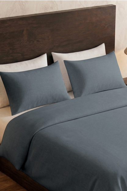 200 Thread Count Cotton Sateen Duvet Set – Slate Blue