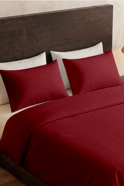 200 Thread Count Cotton Sateen Duvet Set – Red
