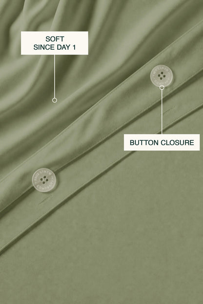 200 Thread Count Cotton Sateen Duvet Set – Eucalyptus Green