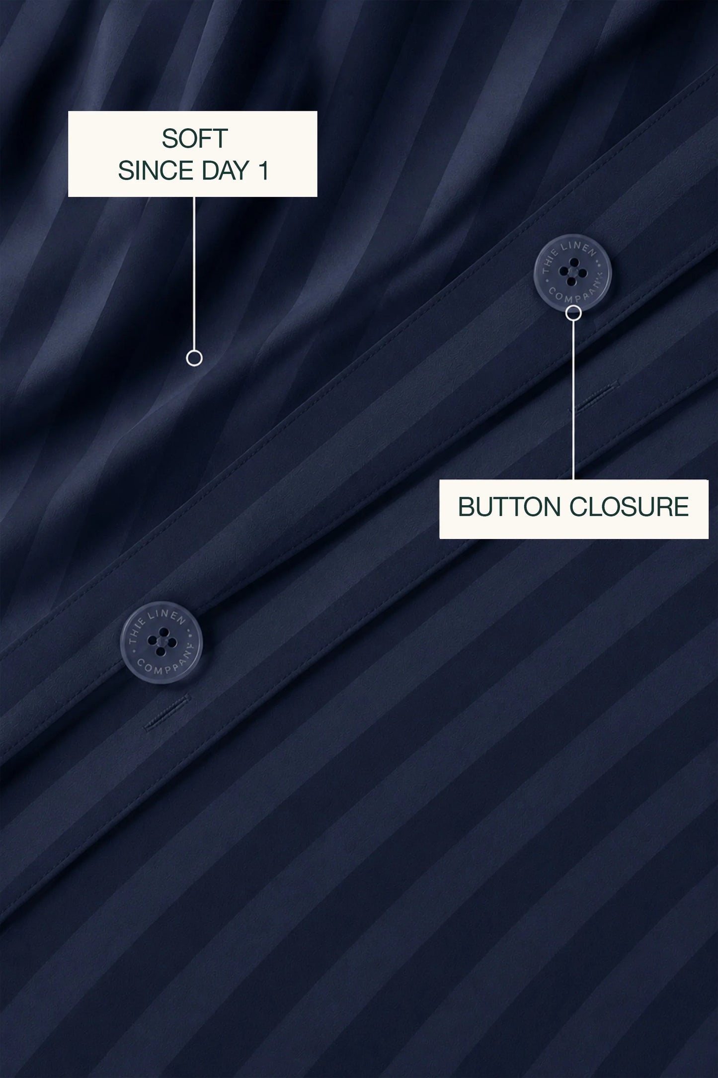 300 Thread Count Cotton Sateen Striped Luxe Duvet Set – Navy