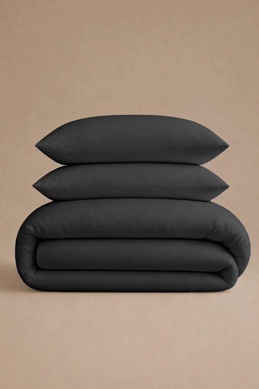 200 Thread Count Cotton Sateen Duvet Set – Black