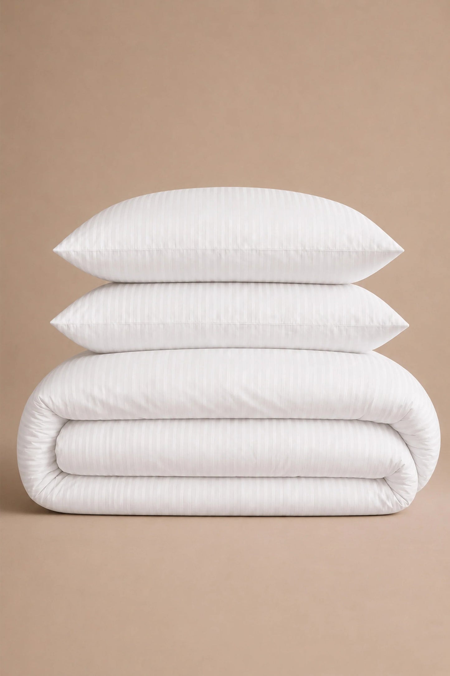 300 Thread Count Cotton Sateen Striped Luxe Duvet Set – White