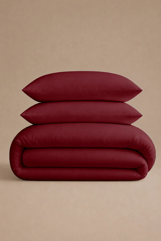 200 Thread Count Cotton Sateen Duvet Set – Red