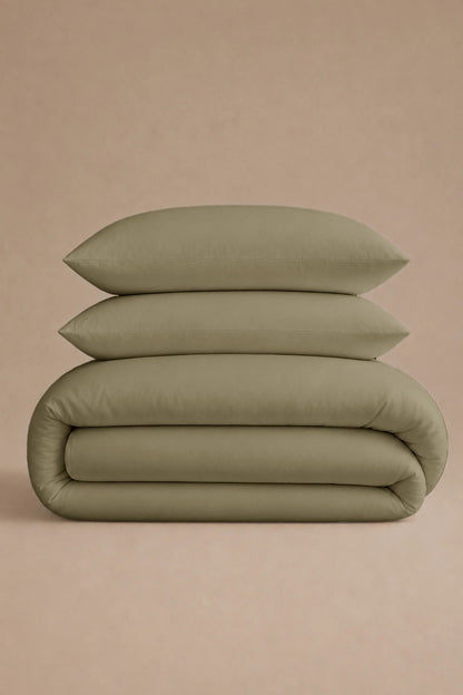 200 Thread Count Cotton Sateen Duvet Set – Olive