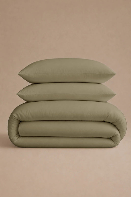 200 Thread Count Cotton Sateen Duvet Set – Olive