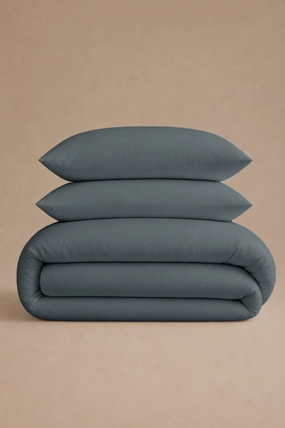 200 Thread Count Cotton Sateen Duvet Set – Slate Blue