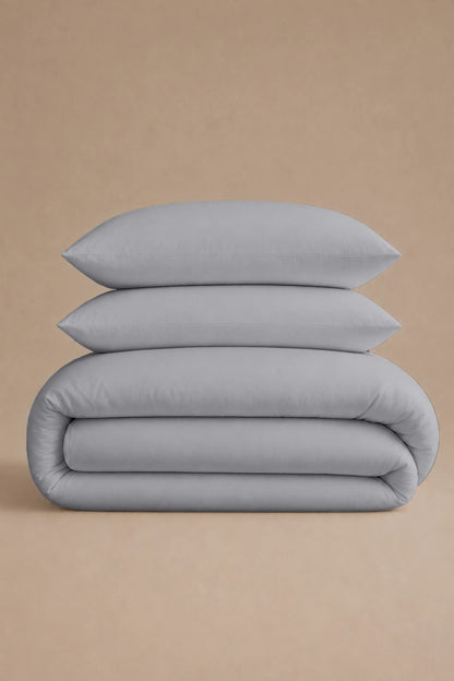 200 Thread Count Cotton Sateen Duvet Set – Light Grey