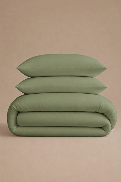 200 Thread Count Cotton Sateen Duvet Set – Eucalyptus Green