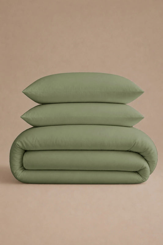 200 Thread Count Cotton Sateen Duvet Set – Eucalyptus Green