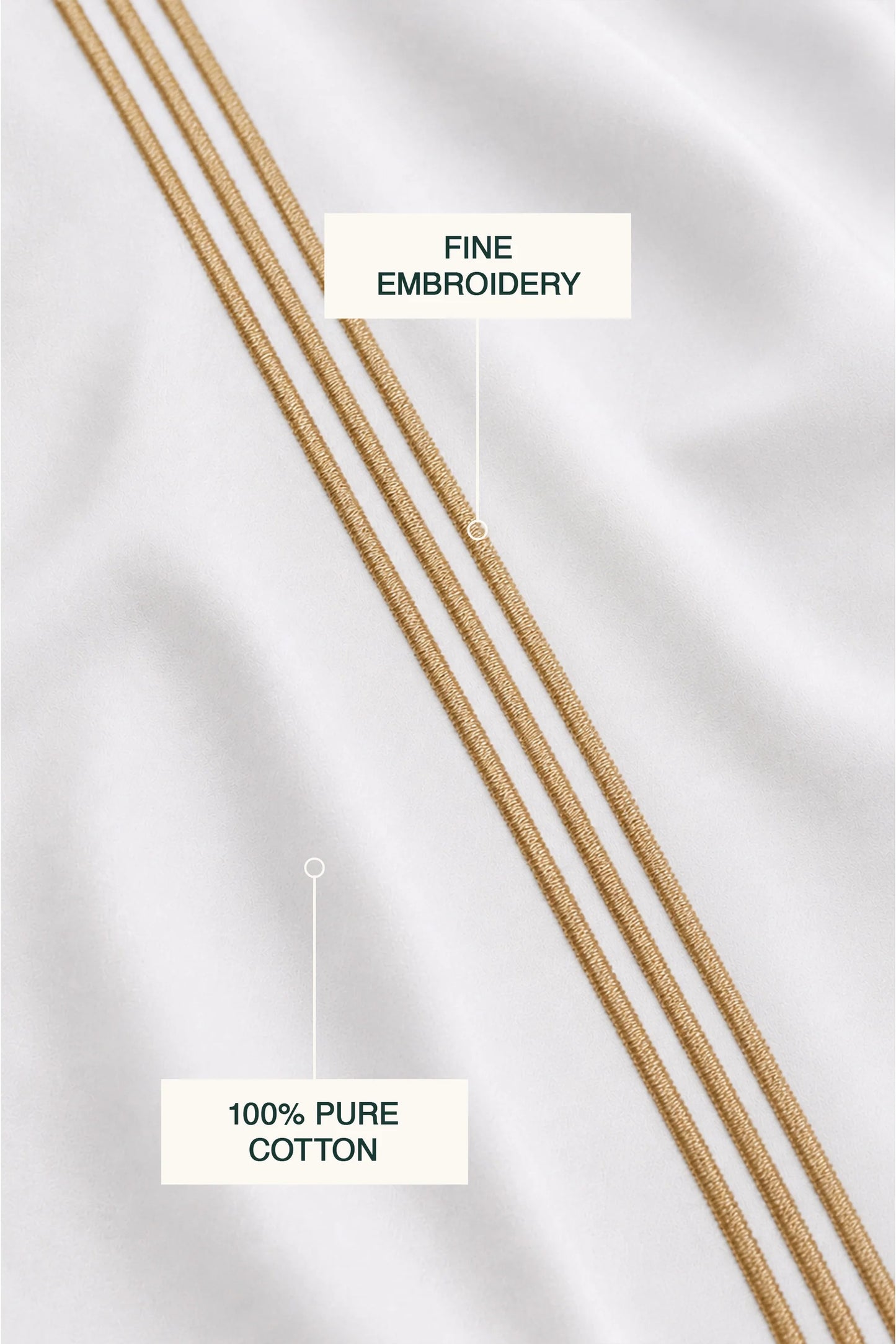 1000 Thread Count Cotton Sateen Luxe Duvet Set – White with Three-Line Gold Embroidery