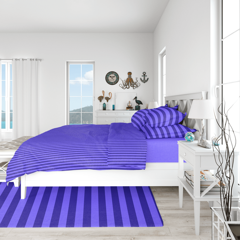 Light Blue Stripe - 7pcs Winter Razai/Quilt Set (Luxury) - Windsorlino.com