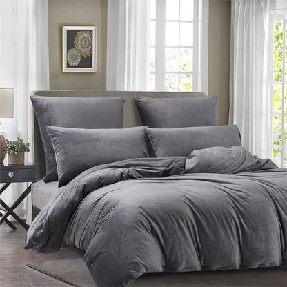 Light Grey Velvet - Bed Set 8 Pcs (Luxury) - Windsorlino.com