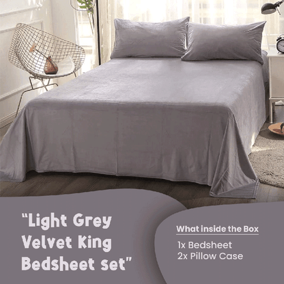 Light Grey Velvet - Luxury Bed Sheet Set - Windsorlino.com