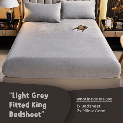 Light Grey Velvet - Luxury Fitted Sheet - Windsorlino.com
