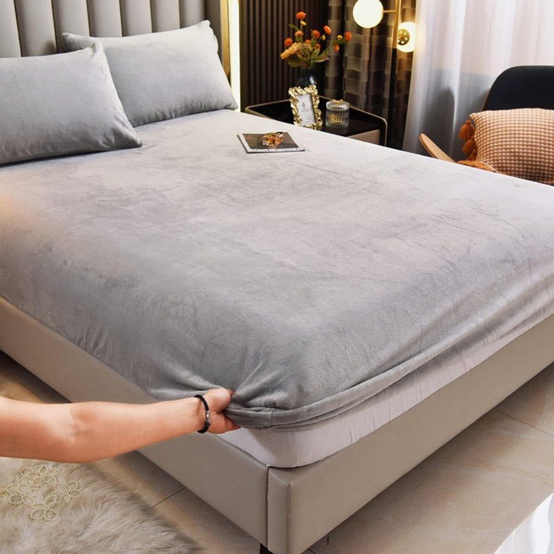 Light Grey Velvet - Luxury Fitted Sheet - Windsorlino.com
