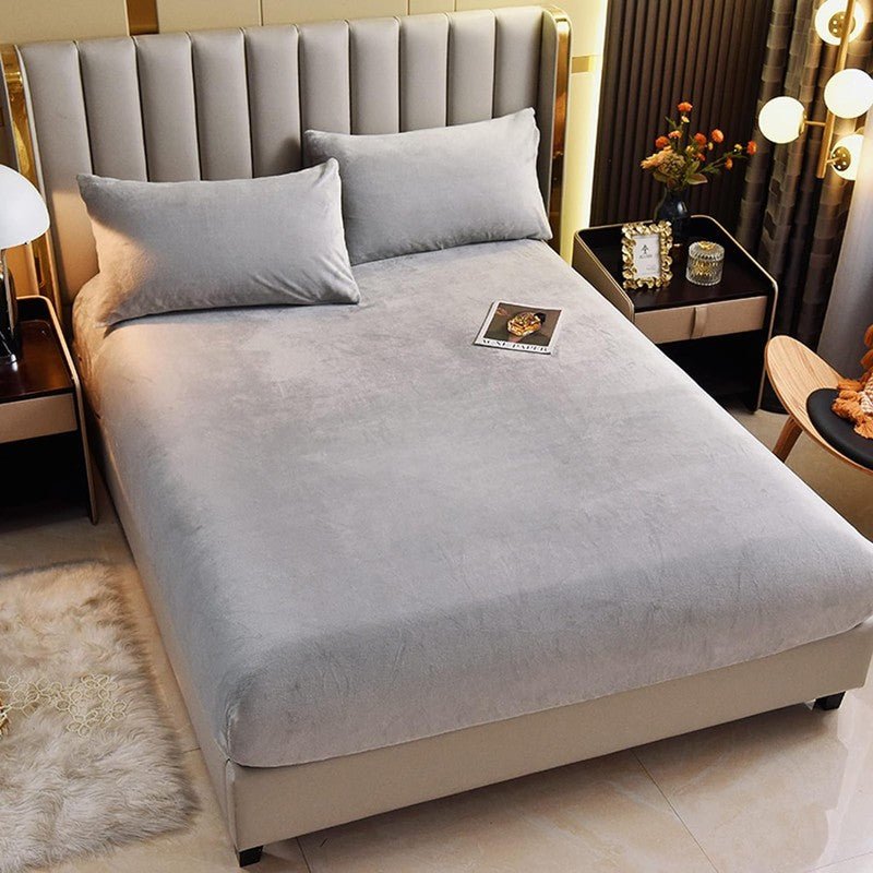 Light Grey Velvet - Luxury Fitted Sheet - Windsorlino.com