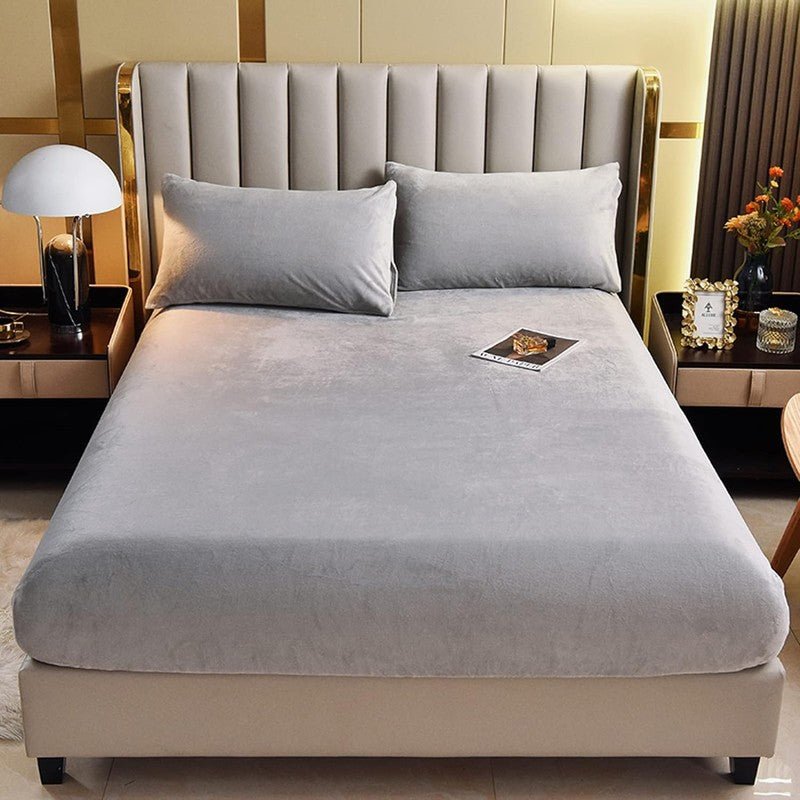 Light Grey Velvet - Luxury Fitted Sheet - Windsorlino.com