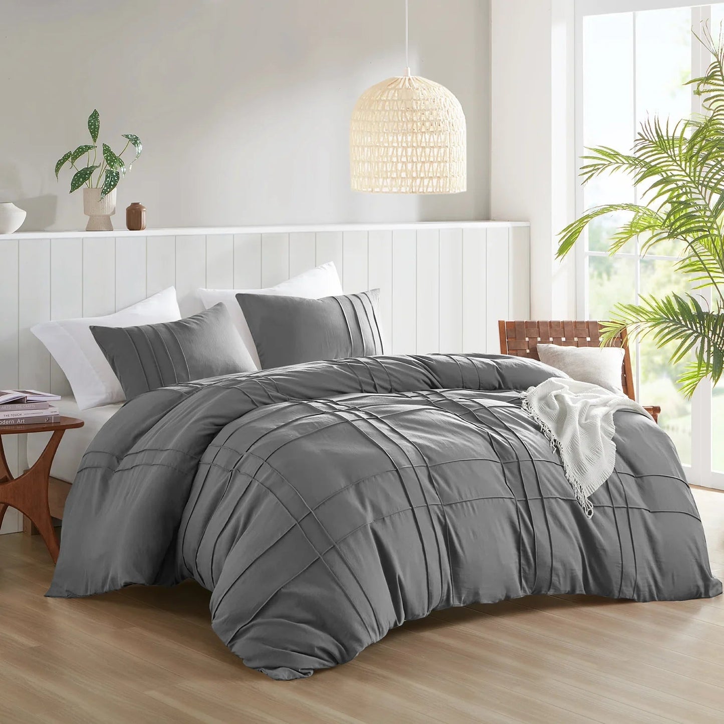 Luxury Double Pleated Duvet - King / Grey
