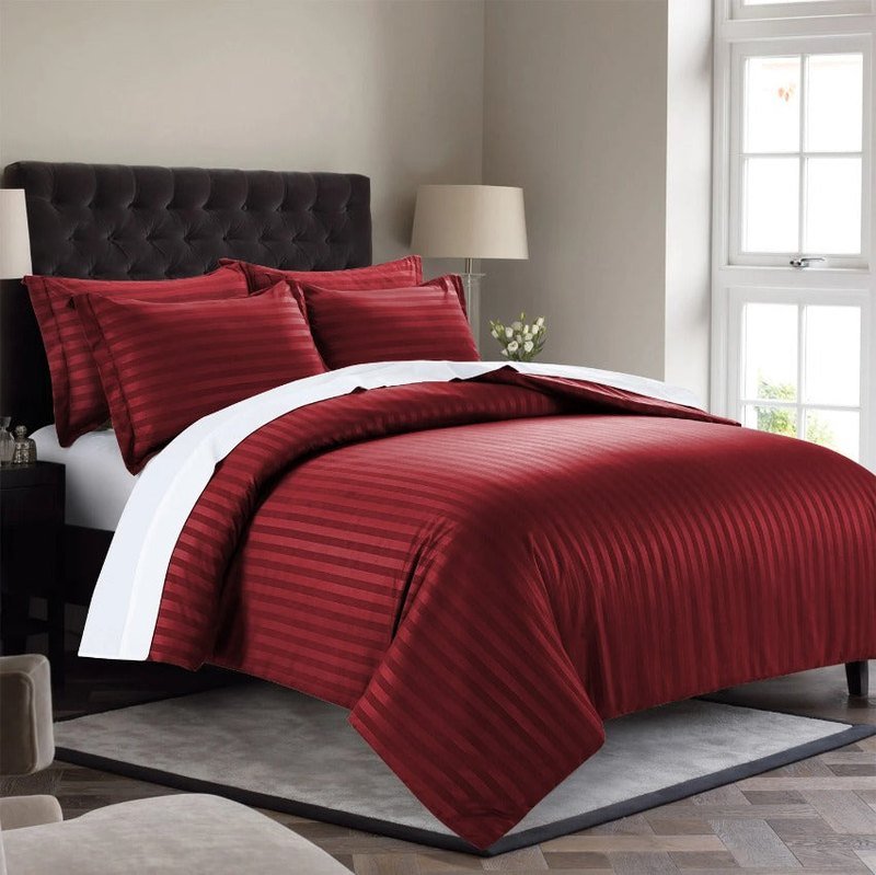 Maroon Stripe - 7pcs Winter Razai/Quilt Set (Luxury) - Windsorlino.com