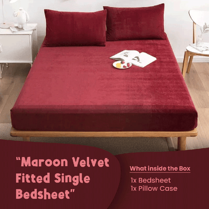 Maroon Velvet - Luxury Fitted Sheet - Windsorlino.com