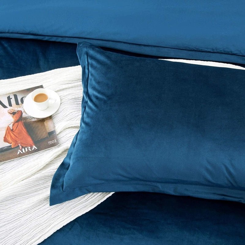 Navy Blue Velvet - Bed Set 8 Pcs (Luxury) - Windsorlino.com