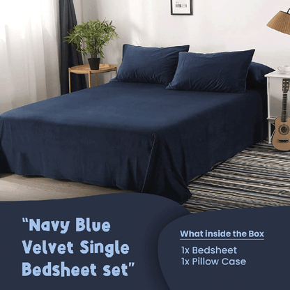 Navy Blue Velvet - Luxury Bed Sheet Set - Windsorlino.com